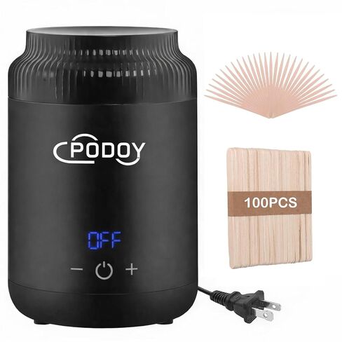 Podoy Mini Wax Pot Warmer for Hair Removal, Small Portable Digital Wax Melt Heater Machine for SPA Salon Brow Body Nose Hair Upper Lip Waxing with 100 Wax Sticks in Kuwait