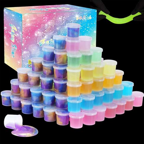 Galaxy Slime Party Favors 30 Pack, Stretchy, Non-Sticky, Non-Mess Party Favors Fidget Toy for Girls and Boys Christmas Stocking Stuffers - Valentine Kids Slime, Classroom Reward in Kuwait