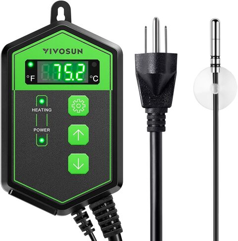 VIVOSUN Digital Heat Mat Thermostat Temperature Controller, 40–108 ºF 1000W for Reptiles, Seedlings, Germination, Incubation and Fermentation in Kuwait