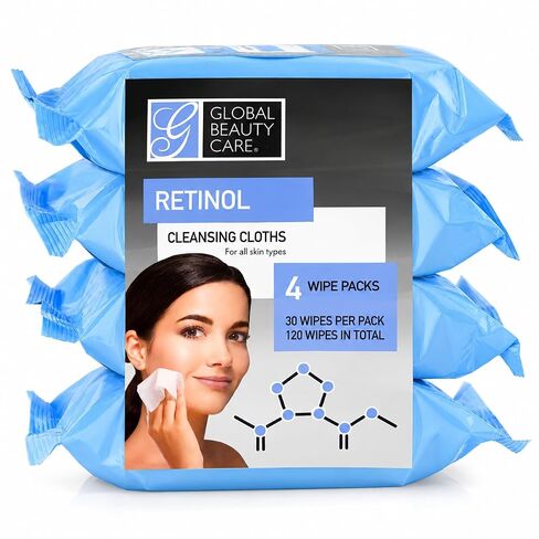 Global Beauty Care Cloth Cleansing Wipes - 120 Count 4-Pack (Retinol) in Kuwait
