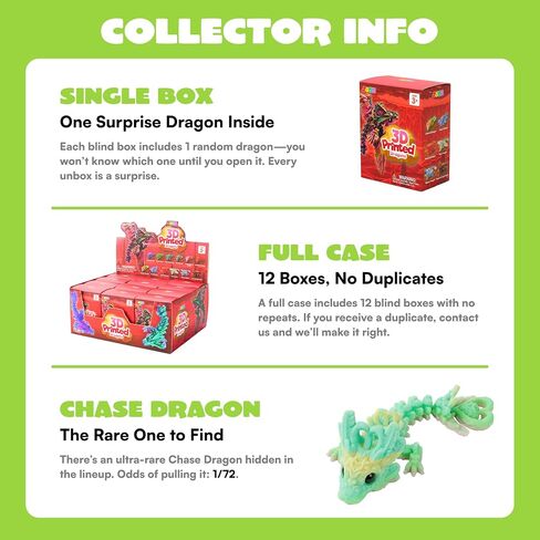JOYIN 12 Pcs 3D Printed Dragon Blind Box Series, Mystery Box Party Favors for Kids 8-12, Mini Articulated Fidget Animals, Bulk Sensory Toys for Goodie Bags, Classroom Prizes & Birthday Gifts in Kuwait