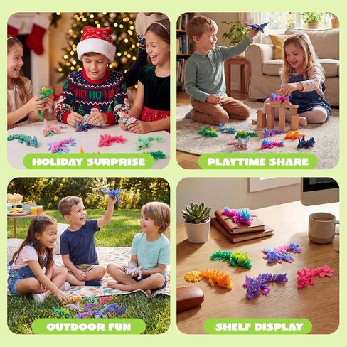 JOYIN 12 Pcs 3D Printed Dragon Blind Box Series, Mystery Box Party Favors for Kids 8-12, Mini Articulated Fidget Animals, Bulk Sensory Toys for Goodie Bags, Classroom Prizes & Birthday Gifts in Kuwait
