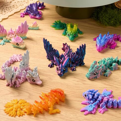 JOYIN 12 Pcs 3D Printed Dragon Blind Box Series, Mystery Box Party Favors for Kids 8-12, Mini Articulated Fidget Animals, Bulk Sensory Toys for Goodie Bags, Classroom Prizes & Birthday Gifts in Kuwait