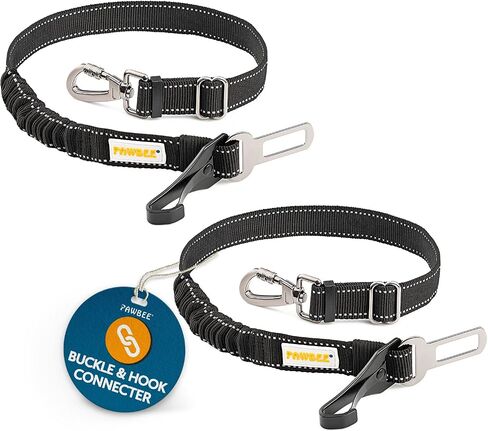 PAWBEE 2-Pack Dog Seat Belts for Cars - Adjustable Nylon Car Harness with Stainless Hooks, Safety Seatbelt Harnesses for Dogs, Durable Dog Car Seat Belt Clip, Essential Travel Accessories for Pets in Kuwait