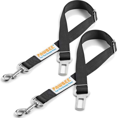 PAWBEE 2-Pack Dog Seat Belts for Cars - Adjustable Nylon Car Harness with Stainless Hooks, Safety Seatbelt Harnesses for Dogs, Durable Dog Car Seat Belt Clip, Essential Travel Accessories for Pets in Saudi Arabia