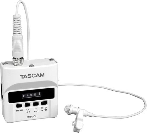 TASCAM Micro Portable Digital Audio Recorder with Lavalier Microphone, AV recording, interview recording 24-Bit/48 kHz BWAV File Format, Black (DR-10L) in Kuwait