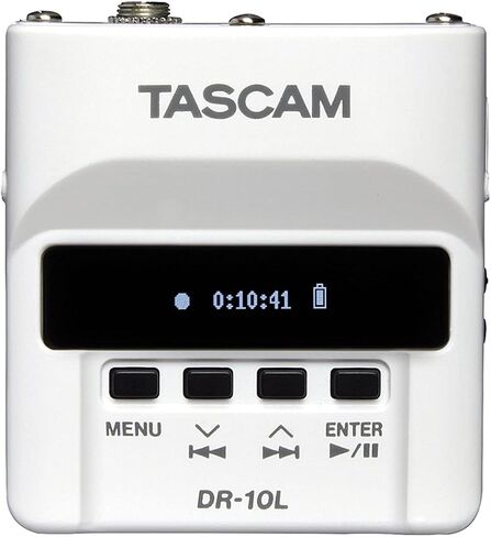 TASCAM Micro Portable Digital Audio Recorder with Lavalier Microphone, AV recording, interview recording 24-Bit/48 kHz BWAV File Format, Black (DR-10L) in Kuwait