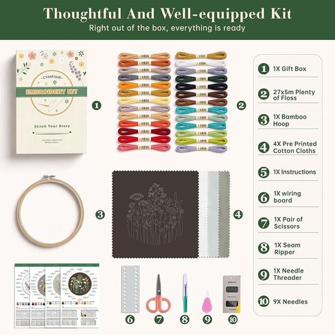 CYANFOUR 4 Pack Beginner Embroidery Kit for Adults with Video & Instruction in Kuwait