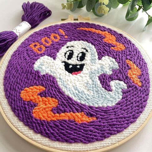 Myfelicity Halloween Punch Needle Embroidery Kit, Set of 3 Hoop Designs in Saudi Arabia