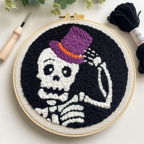 Myfelicity Halloween Punch Needle Embroidery Kit, Set of 3 Hoop Designs in Saudi Arabia