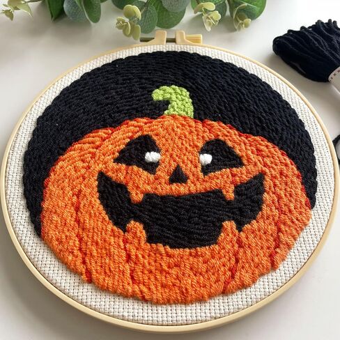 Myfelicity Halloween Punch Needle Embroidery Kit, Set of 3 Hoop Designs in Saudi Arabia