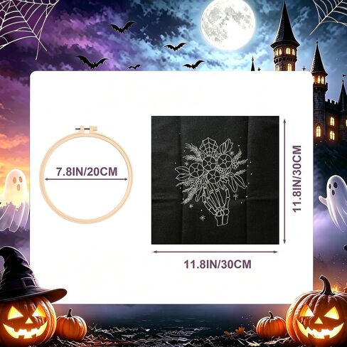 Myfelicity Halloween Embroidery Kit, 3 Designs with Hoops, Floral in Saudi Arabia