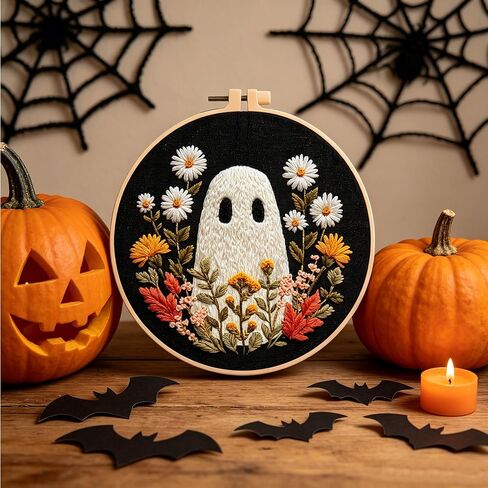 Myfelicity Halloween Embroidery Kit, 3 Designs with Hoops, Floral in Saudi Arabia