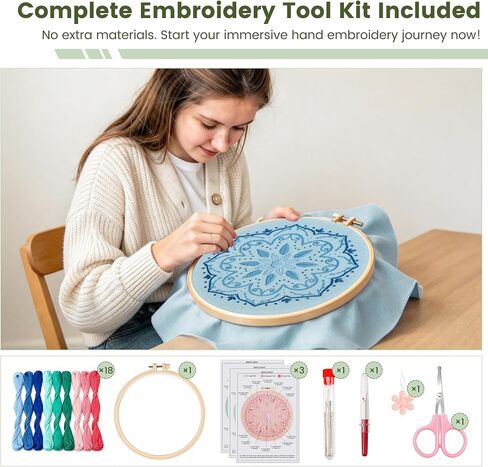 Morledoa Mandala Embroidery Kit for Beginners with Video & Instruction in Kuwait