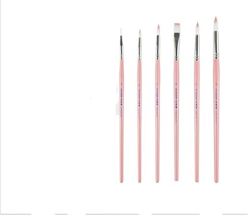 6 Pcs Nylon Hair Brush Set Pearlescent Blue Rod One Horned Deer Watercolor Gouache Acrylic Painting Three Colors Available(Green) in Saudi Arabia