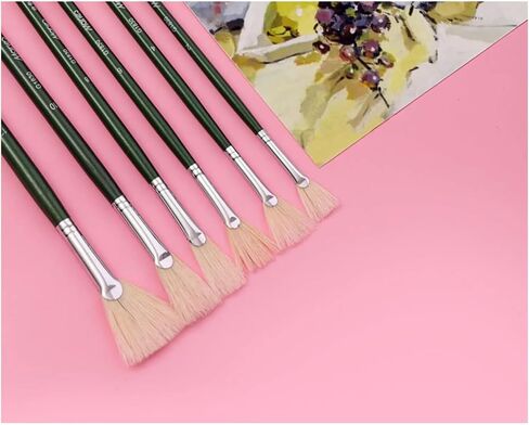 Bristle Fan Pen Fish Tail Fan Brush Watercolor Acrylic Oil Painting Brush Art Painting Supplies 7 Pc in Saudi Arabia
