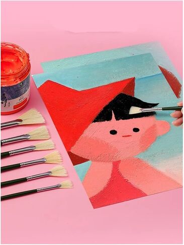 Bristle Fan Pen Fish Tail Fan Brush Watercolor Acrylic Oil Painting Brush Art Painting Supplies 7 Pc in Saudi Arabia