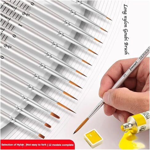 12models Imported Nylon Long Tail Line Brush Very Fine Cartoon Art Line Outline Detail Pen Digital Birch Watercolor Painting Pen in Saudi Arabia
