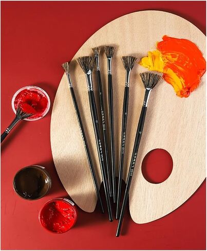 6pcs Brush Pen Set Fan Shape Art Supplies Painting Pen Oil Painting Brush Student Stationery in Saudi Arabia