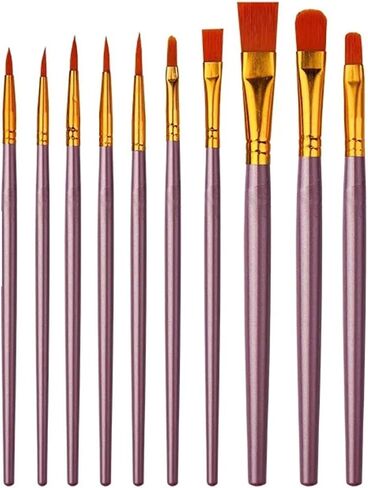 10pc Multi-Functional Watercolor Brush Pearlescent Blue Plastic Short Rod Multi-Color Set Nylon Hair Hook line Gouache Oil Brush(Blue) in Saudi Arabia