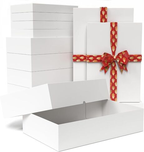 STYPOP 12 Pack Gift Boxes with Lids for Present - 6 Extra Large 17" (4" Deep) & 6 Large 14" (2" Deep) White Gift Boxes for Clothing Wrapping, Christmas in Saudi Arabia