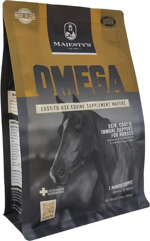 Majesty's Omega Wafers - Superior Horse / Equine Skin, Coat, and Immune Support Supplement - Omega 3, 6, 9, and Biotin - 60 Count (2 Month Supply) in Saudi Arabia