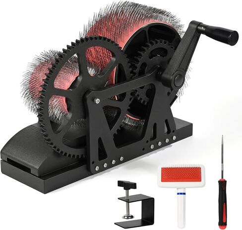 Manual Wool Carding Machine, Wool Felt Drum Carder for DIY Craft, Fast Color Mixing & Fiber Blending, Hand Crank Wool Carder for Carding Fibers and Making Felt Projects in Kuwait