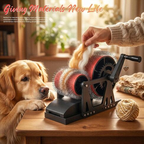 Manual Wool Carding Machine, Wool Felt Drum Carder for DIY Craft, Fast Color Mixing & Fiber Blending, Hand Crank Wool Carder for Carding Fibers and Making Felt Projects in Kuwait