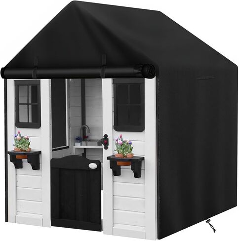 Outdoor Kids Playhouse Cover, 43" L x 47" W x 55" H Waterproof Cover for Backyard Wooden Playhouse, Heavy Duty Oxford Fabric All-Weather Protection with Zipper in Saudi Arabia
