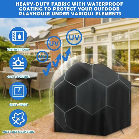 Outdoor Kids Playhouse Cover, 43" L x 47" W x 55" H Waterproof Cover for Backyard Wooden Playhouse, Heavy Duty Oxford Fabric All-Weather Protection with Zipper in Saudi Arabia