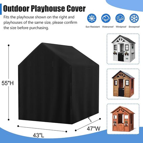 Outdoor Kids Playhouse Cover, 43" L x 47" W x 55" H Waterproof Cover for Backyard Wooden Playhouse, Heavy Duty Oxford Fabric All-Weather Protection with Zipper in Saudi Arabia
