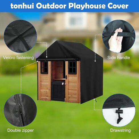 Outdoor Kids Playhouse Cover, 43" L x 47" W x 55" H Waterproof Cover for Backyard Wooden Playhouse, Heavy Duty Oxford Fabric All-Weather Protection with Zipper in Saudi Arabia
