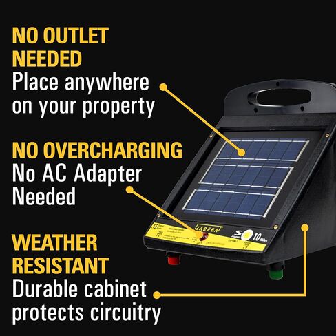 Zareba ESP10M-Z 10-Mile Solar Low Impedance Electric Fence Fence Charger & ITY-Z Standard Snug-Fitting T-Post Insulator, 25 per Bag in Kuwait