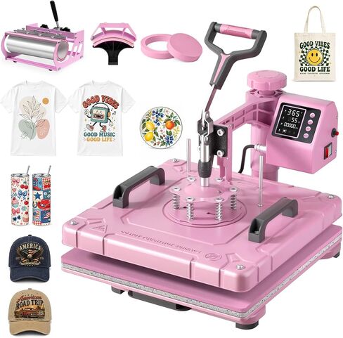 Slendor 15x15 inch 5 in 1 Swing Away Heat Press Machine for T Shirts in Saudi Arabia