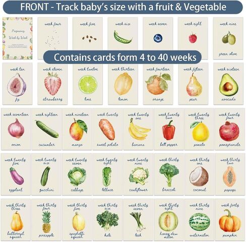 hongpar Pregnancy Milestone Cards - Locally Grown Farmers Market Baby Shower Decorations, Weekly Baby Growth Tracker, Fruit & Vegetables Baby Size Cards for Pregnancy Announcement Photos Gift in Saudi Arabia