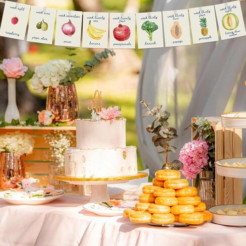 hongpar Pregnancy Milestone Cards - Locally Grown Farmers Market Baby Shower Decorations, Weekly Baby Growth Tracker, Fruit & Vegetables Baby Size Cards for Pregnancy Announcement Photos Gift in Saudi Arabia