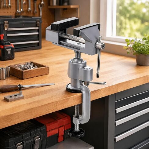 Fasmov Swivel 3" Universal Table Vise Tilts Rotate 360° Universal Work, Table Vice Portable for Workbench, Home, Drilling, Woodworking, and More, Green in Kuwait