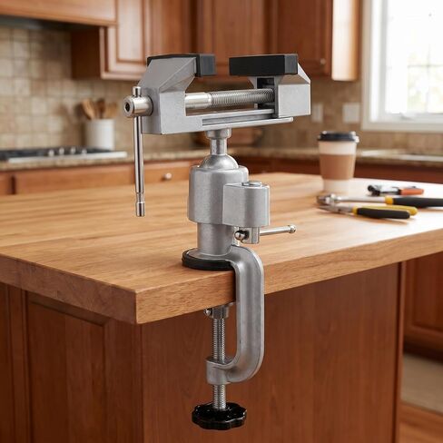 Fasmov Swivel 3" Universal Table Vise Tilts Rotate 360° Universal Work, Table Vice Portable for Workbench, Home, Drilling, Woodworking, and More, Green in Kuwait