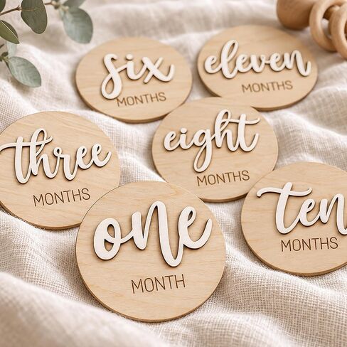 Giftacity 3D Blue Baby Monthly Milestone Signs, One Month Sign for Newborn in Kuwait