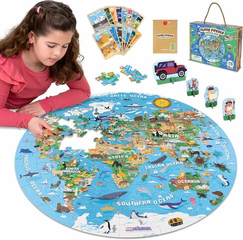 BONNYCO Giant Floor Puzzles for Kids World Map with 70 Large Pieces in Saudi Arabia