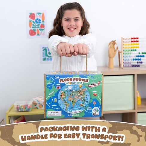 BONNYCO Giant Floor Puzzles for Kids World Map with 70 Large Pieces in Saudi Arabia