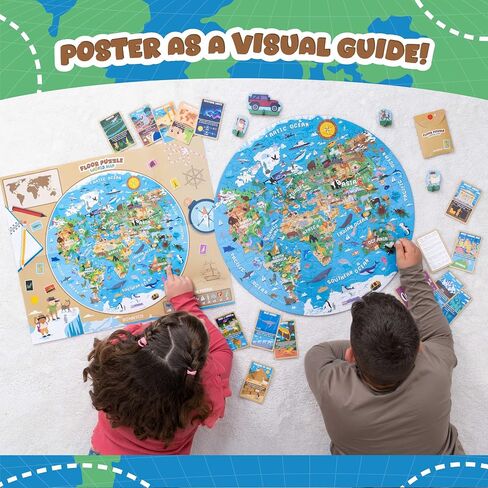 BONNYCO Giant Floor Puzzles for Kids World Map with 70 Large Pieces in Saudi Arabia