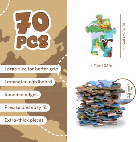 BONNYCO Giant Floor Puzzles for Kids World Map with 70 Large Pieces in Saudi Arabia