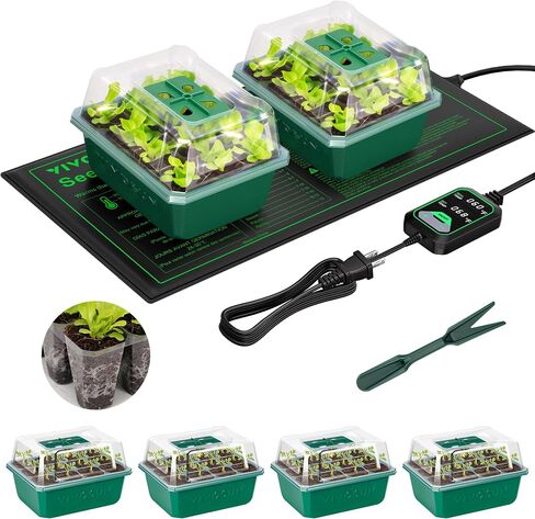 VIVOSUN 6-Pack Seed Starter Trays with 10"x20.75" Seedling Heat Mat, Self-Adjusting Dual Digital Display Temperature Controller, 72-Cell Seed Starter Kit with Humidity Dome, Reusable Propagation Trays in Saudi Arabia