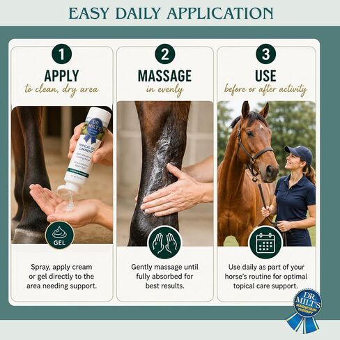 Dr. Milt's Horse Liniment with Epsom Salt & Arnica Fast-Absorbing Cooling Gel for Horses Daily Muscle & Joint Care Non-Greasy Formula Veterinarian Developed 1 Full Size - 8oz in Kuwait