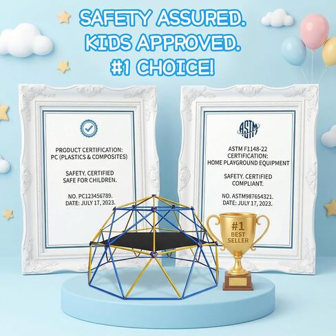 RIKADE 10FT Climbing Dome with Hammock for Kids 3+ – 880LBS Capacity Anti-Rust Steel Frame, CPC Certified, Indoor Outdoor Jungle Gym Playground, Easy Assembly Backyard Play Equipment in Saudi Arabia