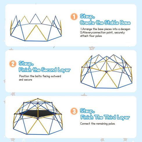 RIKADE 10FT Climbing Dome with Hammock for Kids 3+ – 880LBS Capacity Anti-Rust Steel Frame, CPC Certified, Indoor Outdoor Jungle Gym Playground, Easy Assembly Backyard Play Equipment in Saudi Arabia