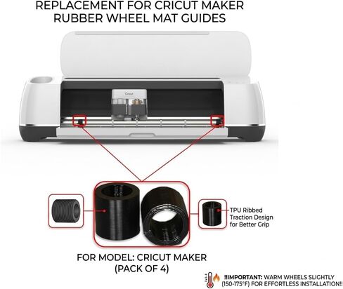 (عبوة من 4) قطعة بديلة لصانع Cricut/صانع Cricut 3/ Cricut Explore 3، دليل حصيرة العجلة المطاطية، بكرة مطاطية/حزمة عجلة متوافقة مع Cricut لإصلاح الأسطوانة in Kuwait
