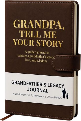 Dad Tell Me Your Life Story Leather Journal (Hardcover) - A Family Heirloom Keepsake with + 275 Prompts to Share His Life Story Book and Memories, Father's Day, Christmas Gift from Daughter & Son in Saudi Arabia