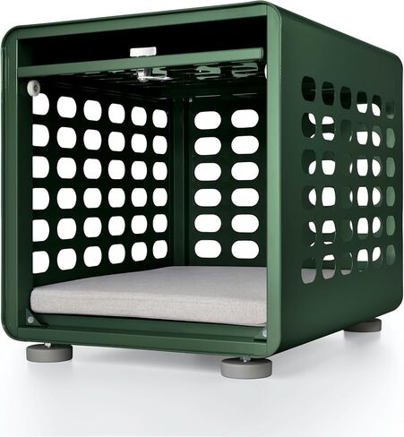 Cozy Crate by Laura Davidson Furniture, Pet Crate for Small Breeds, Steel Dog Kennel, Modern Pet Crate, Pet Furniture for Home, Small Dog Crate, Dark Green in Saudi Arabia